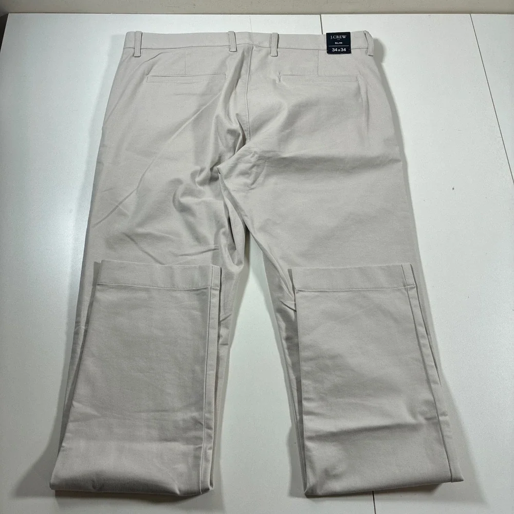 NEW J.Crew Chino Pants 34x34 Stone Flex Slim TruTemp365 Performance Stretch